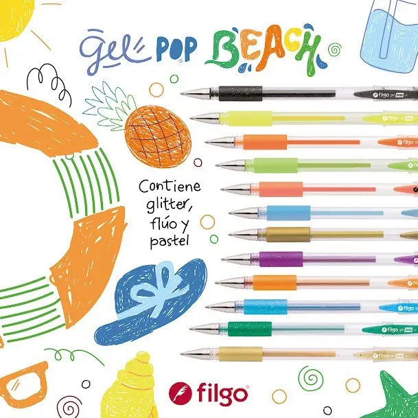 Lápices Gel Pop Beach Estuche 12 Colores