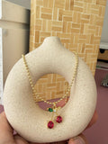 Collar Cereza con Cadena de Bolitas