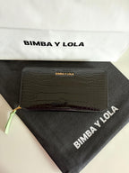 Billetera Bimba Y Lola  Grabado Cocodrilo Color Negro