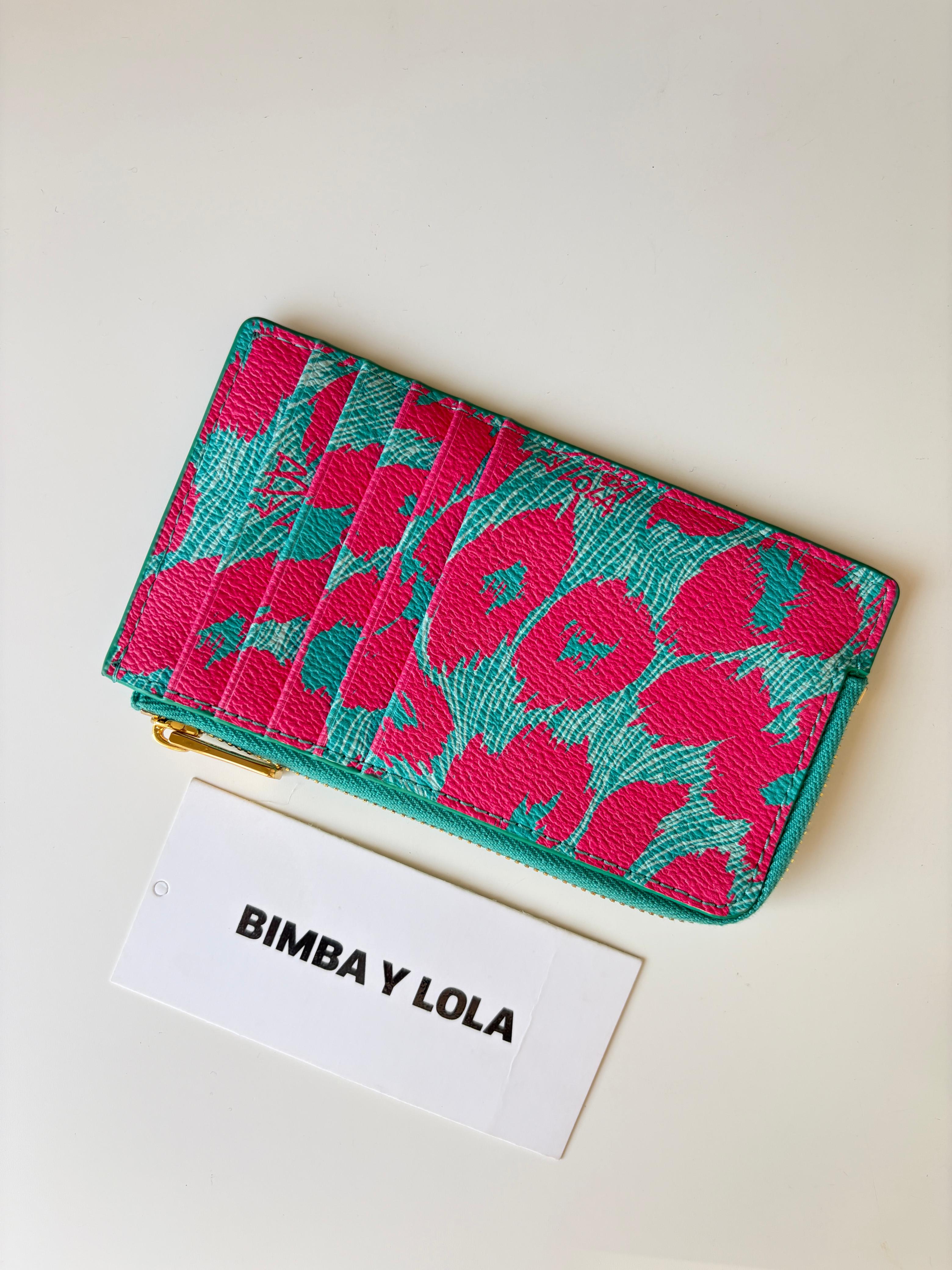 Tarjetero Monedero Bimba Y Lola  – Estampado Floral Turquesa y Fucsia