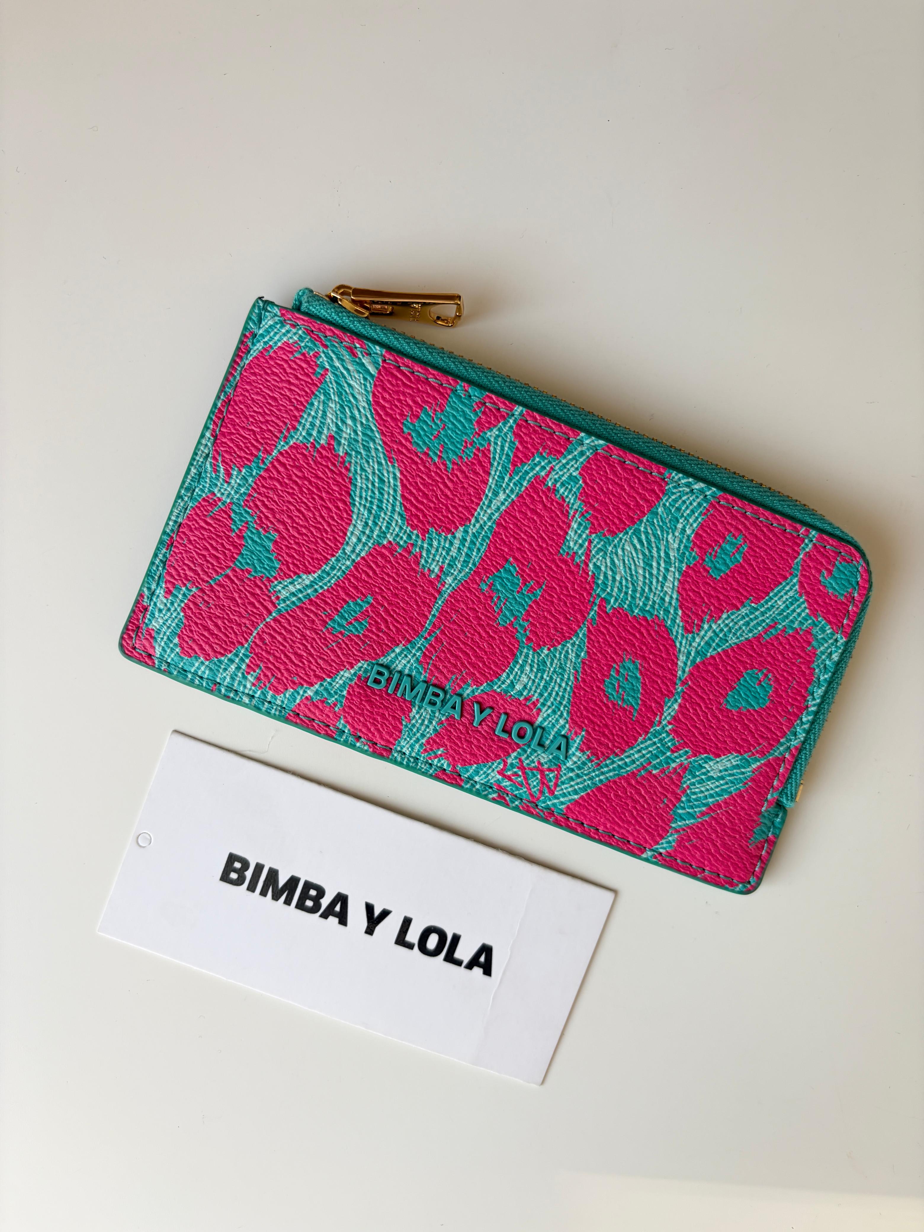 Tarjetero Monedero Bimba Y Lola  – Estampado Floral Turquesa y Fucsia