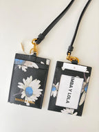 Porta Documentos Estampado Floral Negro
