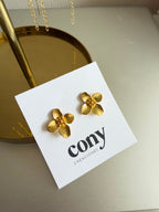 Aros Flor Dorados en Baño de Oro
