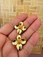 Aros Flor Dorados en Baño de Oro