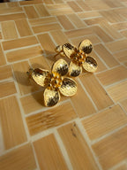 Aros Flor Dorados en Baño de Oro